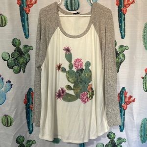 Cactus long sleeve fleece t-shirt